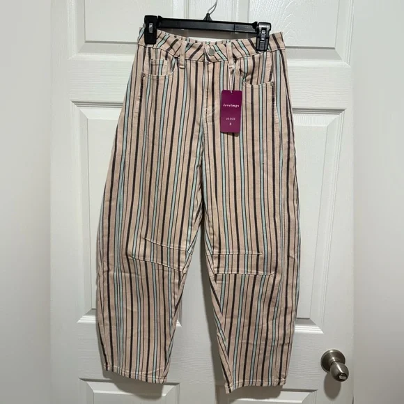 Loveimgs Women's Boyfriend Baggy Barrel Stripe Jeans Size Small (US 4-6) NWT - Picture 8 of 17
